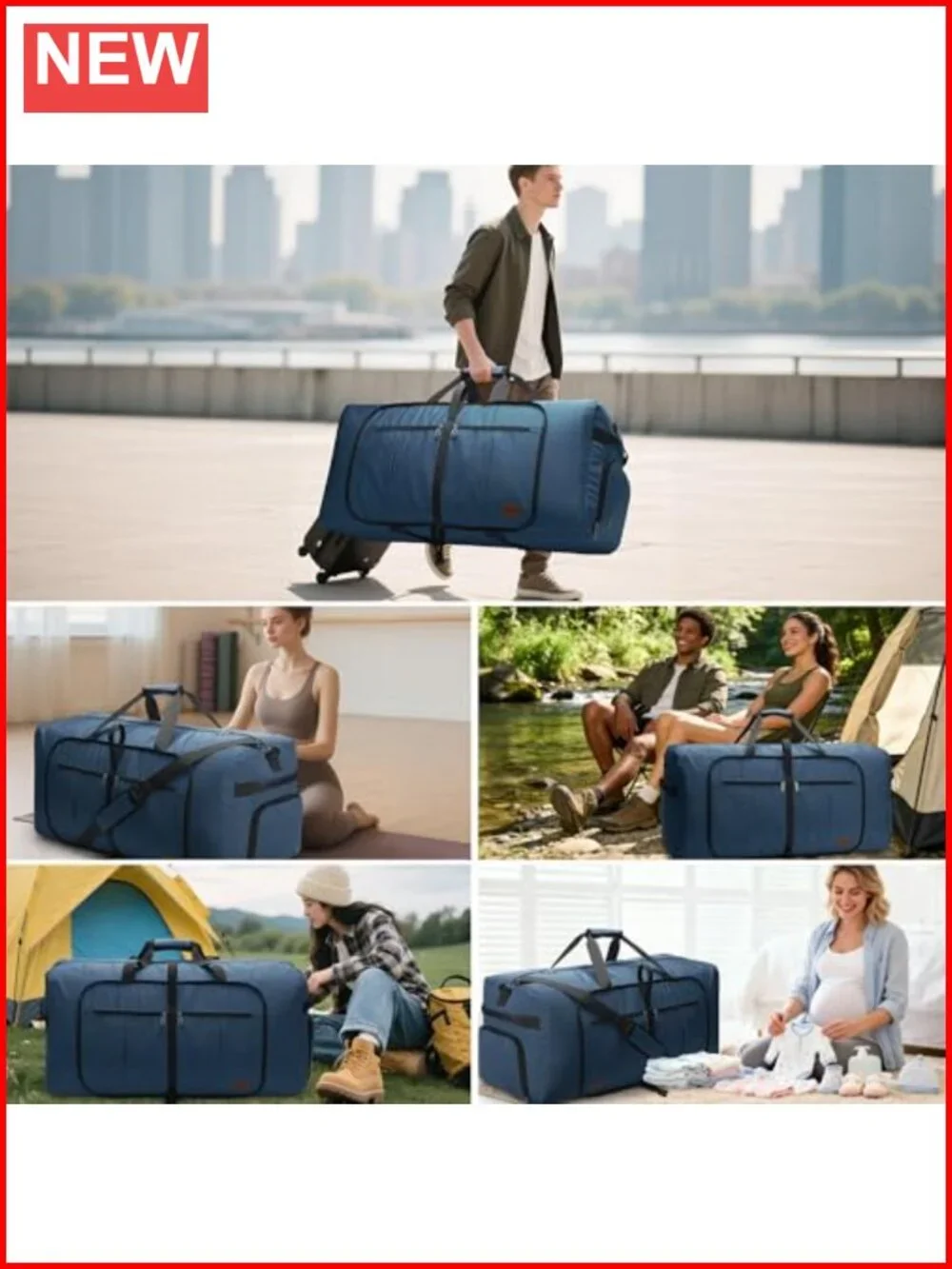 Foldable Waterproof Travel Duffel Bag with Shoe Compartment 120L